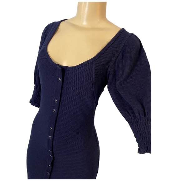 Betsey Johnson Women Navy Blue Oil Slick Bodycon Midi Dress size Small - Picture 4 of 9